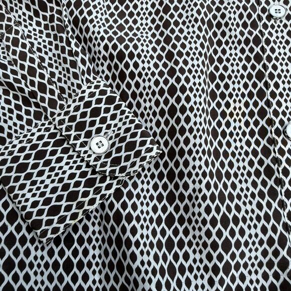 Talbots 100 % Silk Geometric Button-Down Shirt - Size 10 - Picture 2 of 7